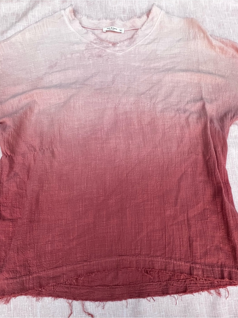 Ombre V-Neck Blouse in Pink to Berry